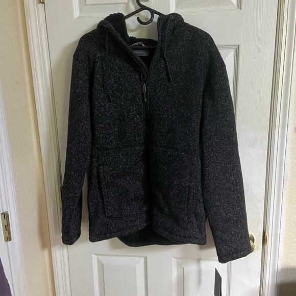 Free Country Mountain Fleece Black Heather Hooded Jacket, Sz S --NWT - Picture 2 of 12
